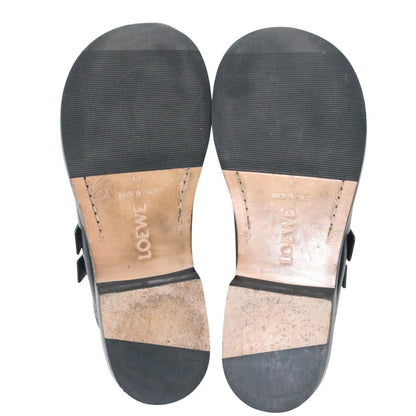 LOEWE Campo Mary Jane Polished Mule Black Sandals Size 25.5cm