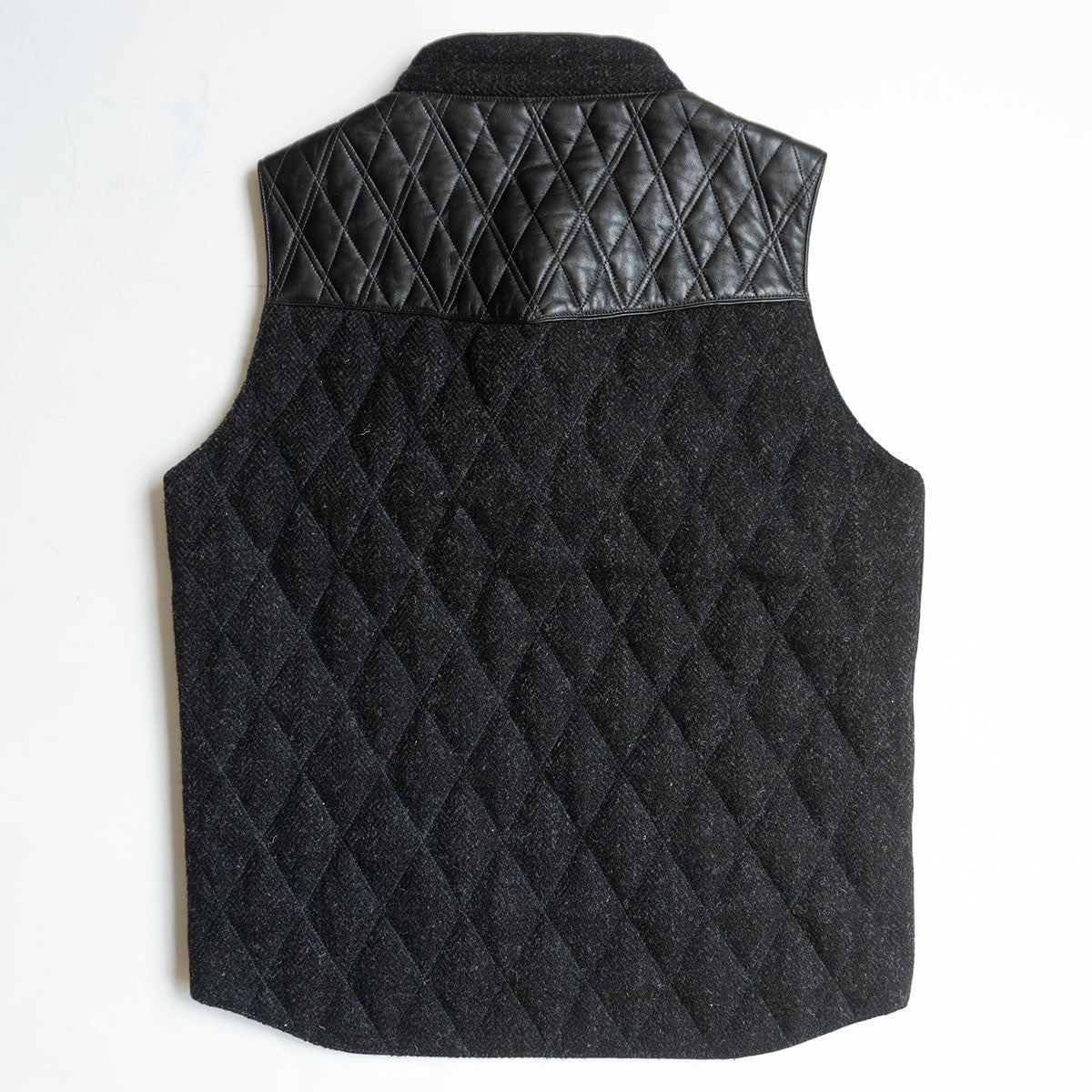 THE FLAT HEAD x Harris Tweed Leather Paneled Vest Size 40