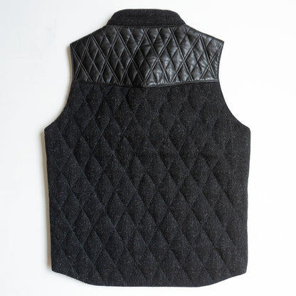 THE FLAT HEAD x Harris Tweed Leather Paneled Vest Size 40