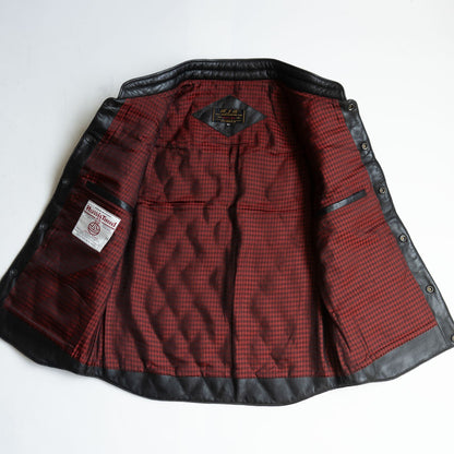 THE FLAT HEAD x Harris Tweed Leather Paneled Vest Size 40