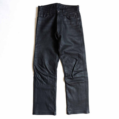 KUSHITANI Thick Cowhide Leather Biker Pants Black Size LL