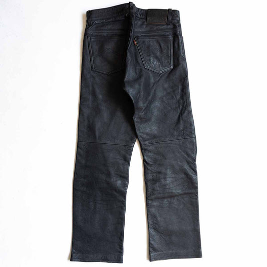 KUSHITANI Thick Cowhide Leather Biker Pants Black Size LL