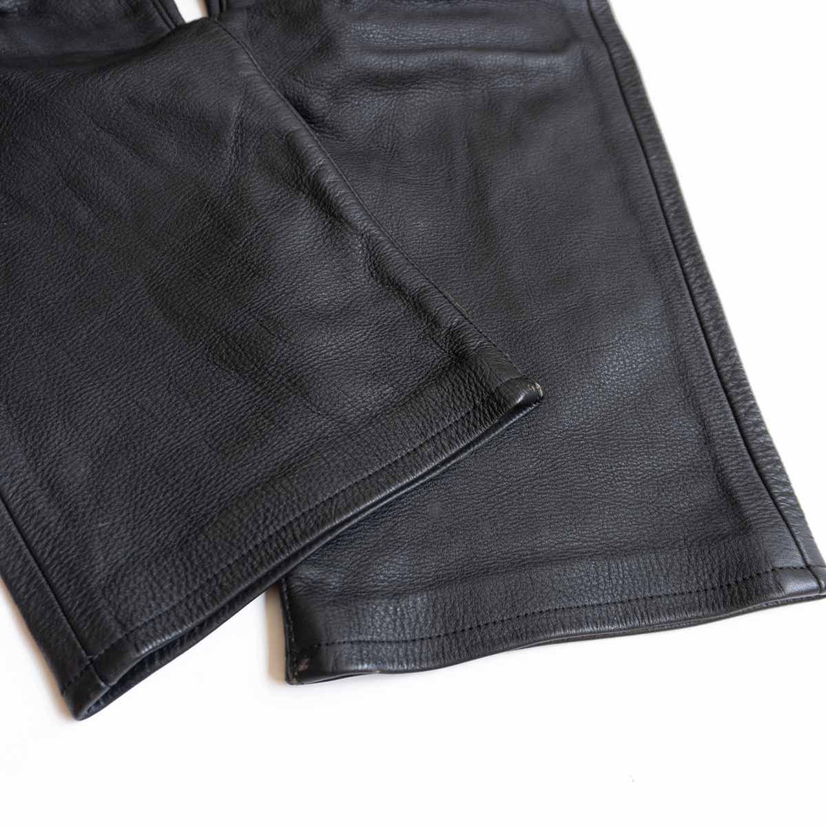 KUSHITANI Thick Cowhide Leather Biker Pants Black Size LL