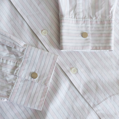 HERMES Sellier Button Cotton Stripe Shirt Size 43