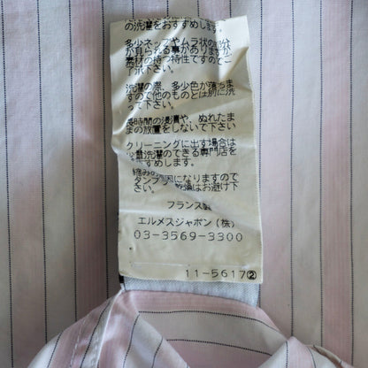 HERMES Sellier Button Cotton Stripe Shirt Size 43