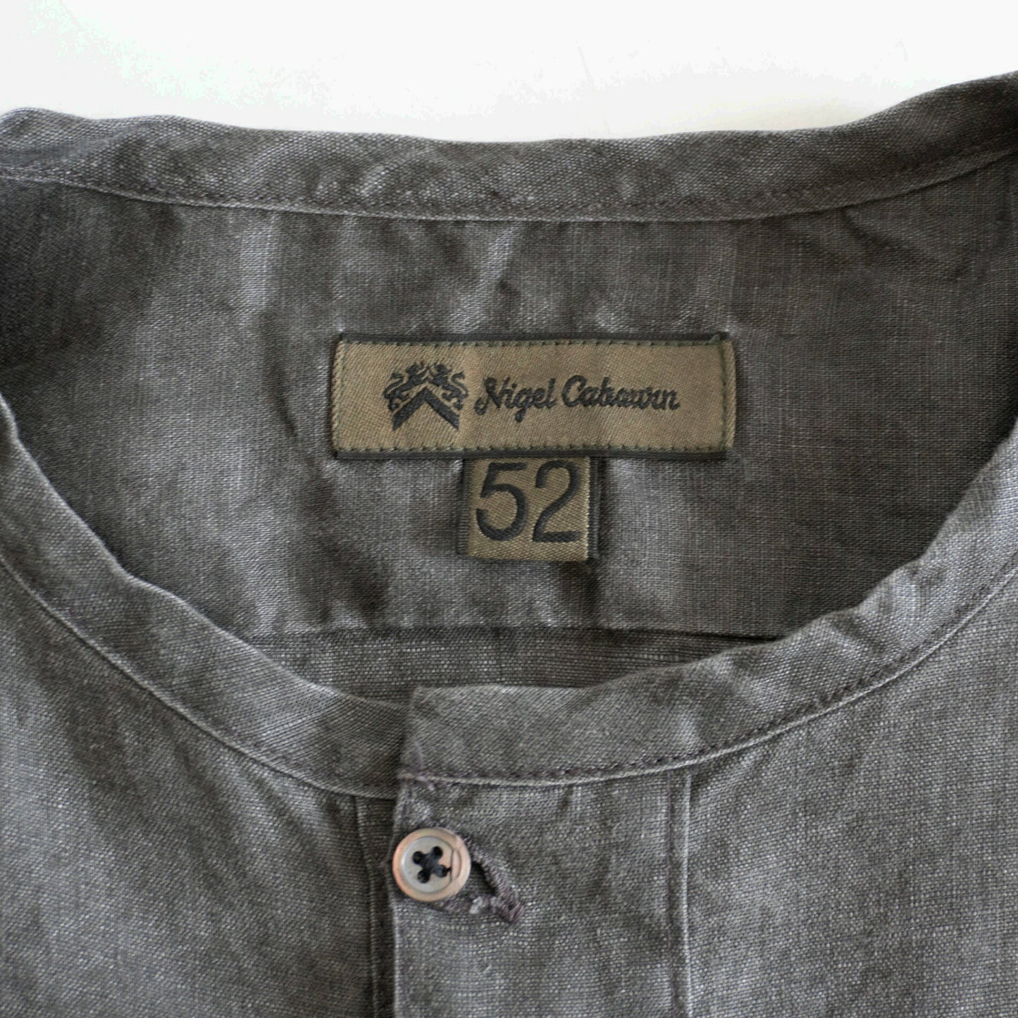 NIGEL CABOURN Henley Hemp Poplin Shirt Size 52