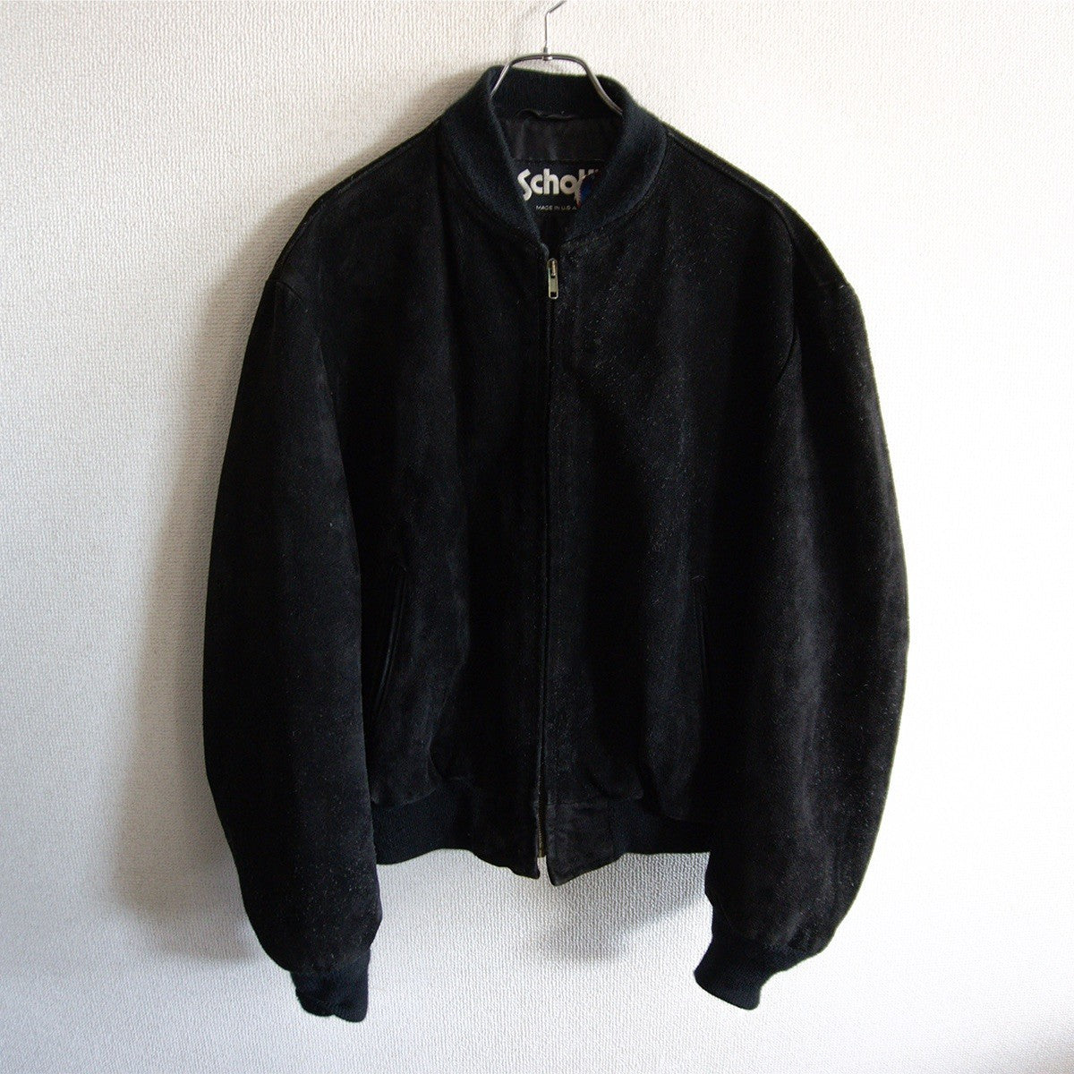 SCHOTT Suede Leather Jacket USA Black Size 44