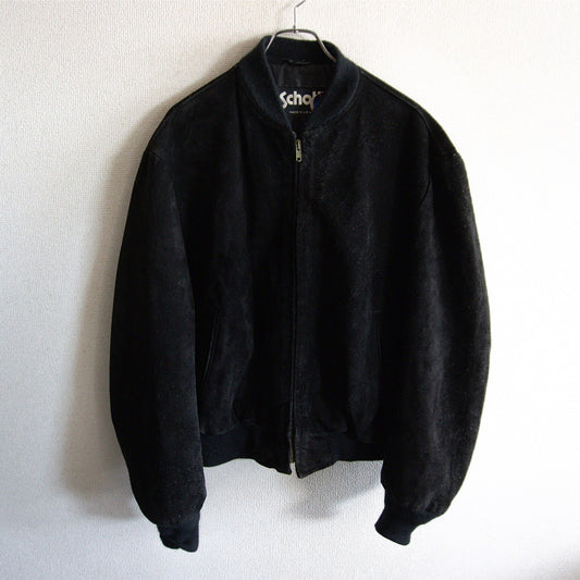SCHOTT Suede Leather Jacket USA Black Size 44