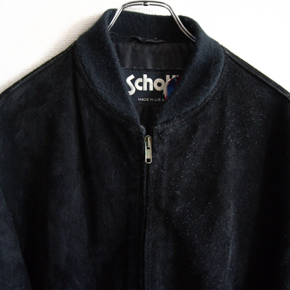 SCHOTT Suede Leather Jacket USA Black Size 44