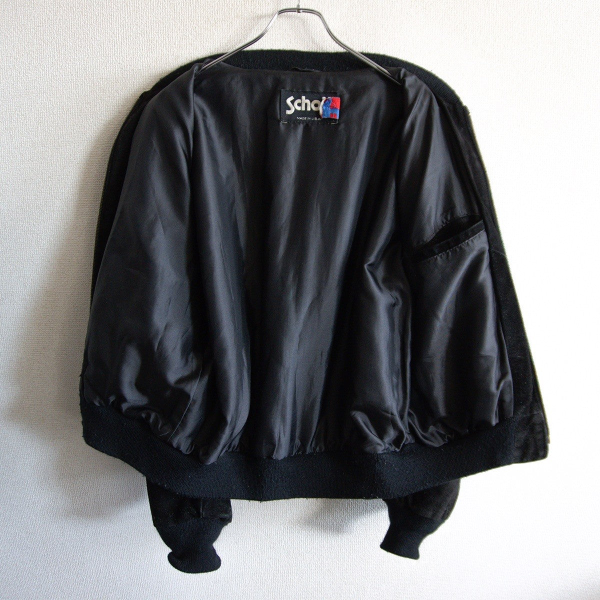 SCHOTT Suede Leather Jacket USA Black Size 44