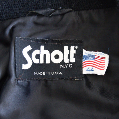 SCHOTT Suede Leather Jacket USA Black Size 44