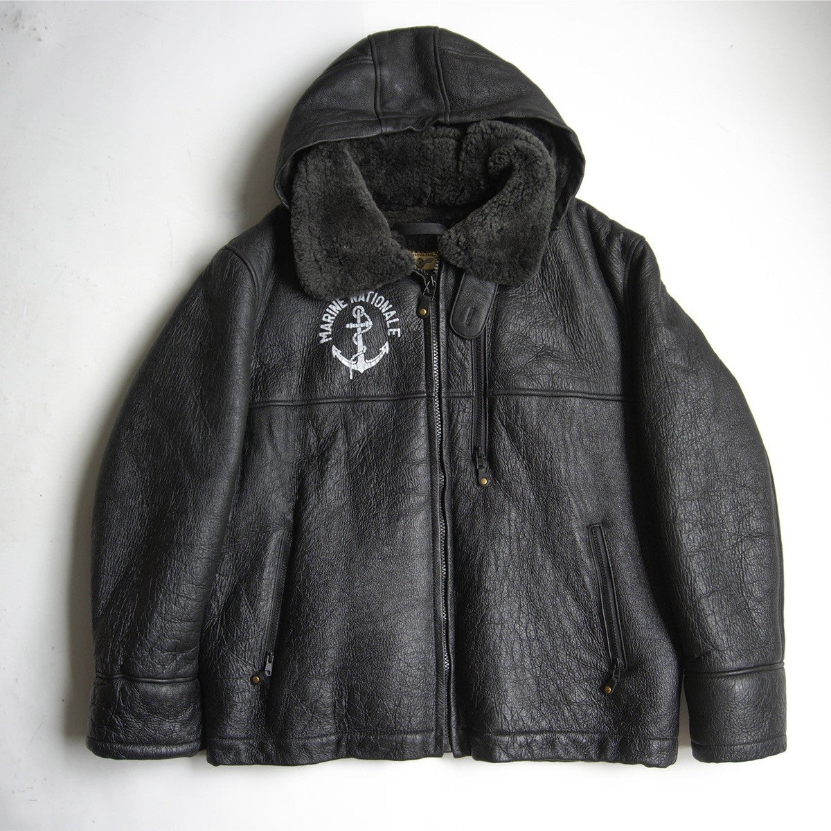 MORGAN PRODUCTIONS French Navy Shearling Deck Jacket Size XL