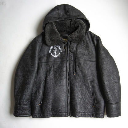 MORGAN PRODUCTIONS French Navy Shearling Deck Jacket Size XL