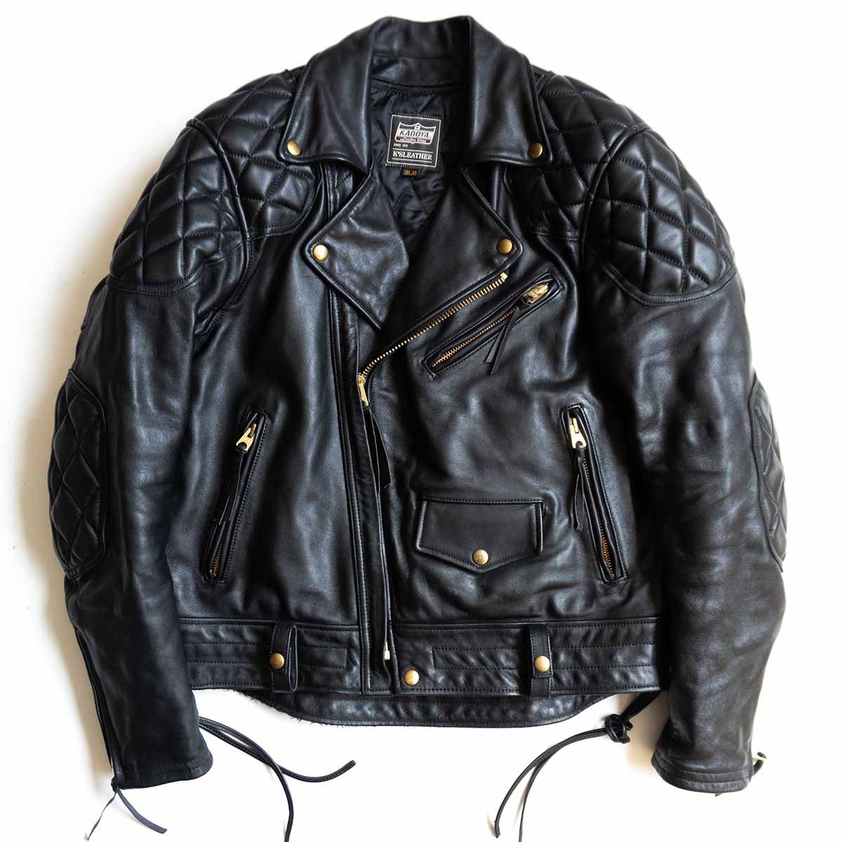 KADOYA EVO Padded Double Rider Leather Jacket Black Size 3LB