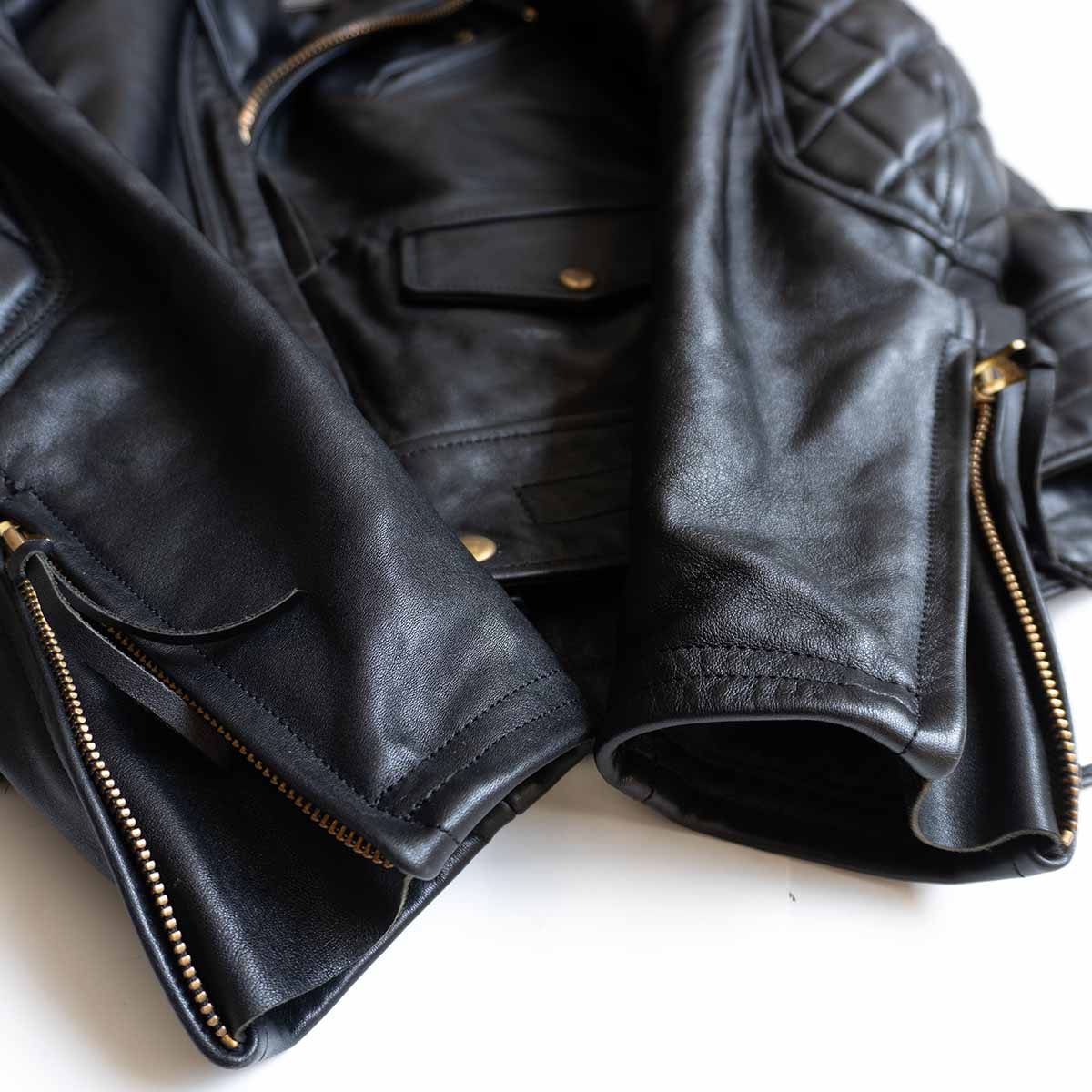 KADOYA EVO Padded Double Rider Leather Jacket Black Size 3LB