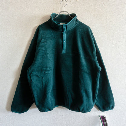 L.L.BEAN Script Logo Snap-T Fleece Pullover Green Size L