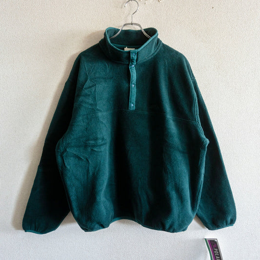 L.L.BEAN Script Logo Snap-T Fleece Pullover Green Size L