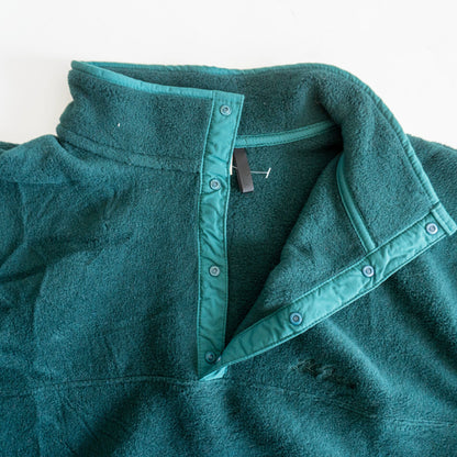 L.L.BEAN Script Logo Snap-T Fleece Pullover Green Size L