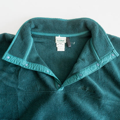 L.L.BEAN Script Logo Snap-T Fleece Pullover Green Size L