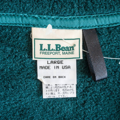 L.L.BEAN Script Logo Snap-T Fleece Pullover Green Size L