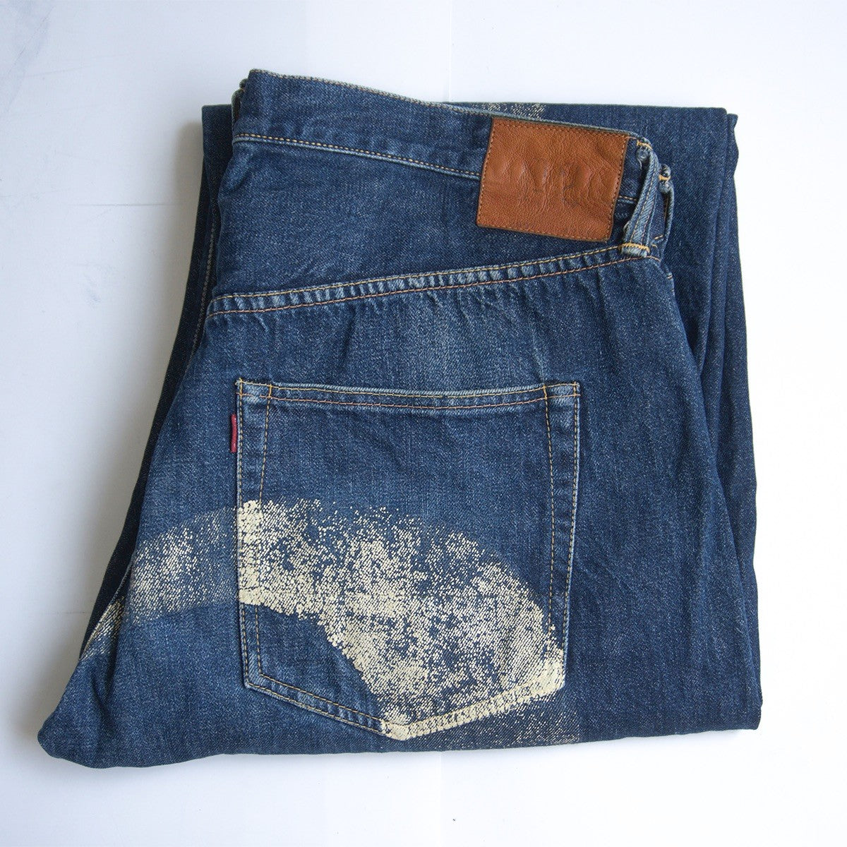 EVISU LOT.2001 Seagull Painted Denim Jeans Size 42×35