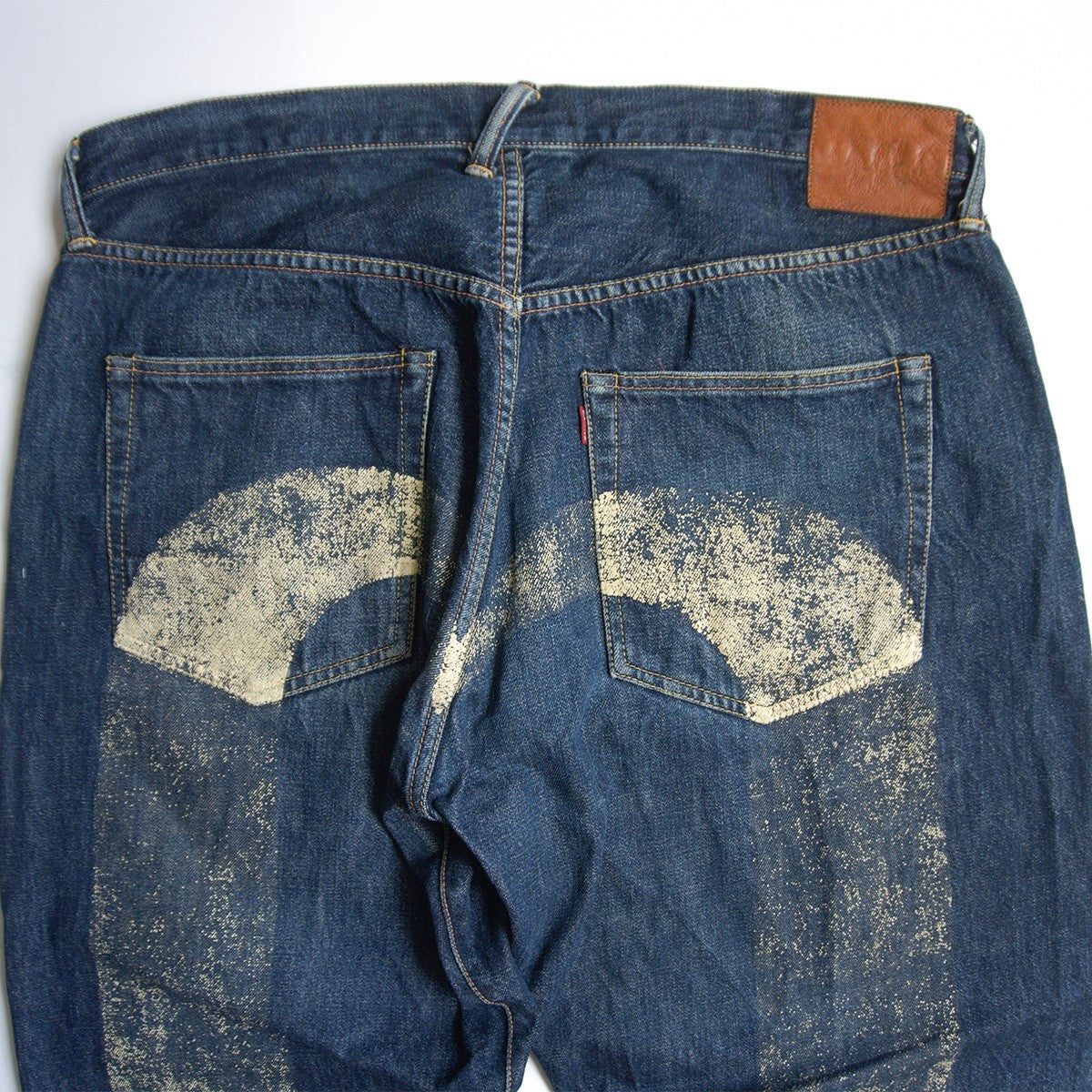 EVISU LOT.2001 Seagull Painted Denim Jeans Size 42×35