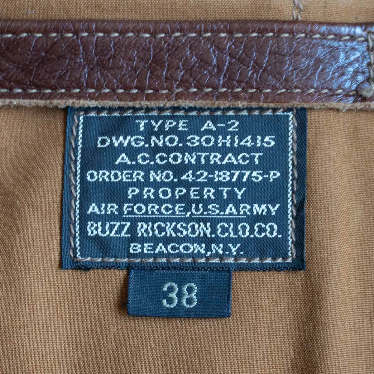 BUZZ RICKSON'S A-2 Horsehide Red Rib Flight Jacket Size M