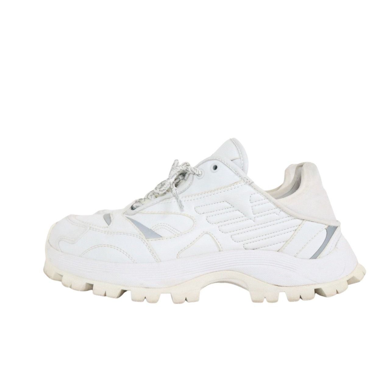 EMPORIO ARMANI Leather Chunky Sneakers White Size 26.0cm
