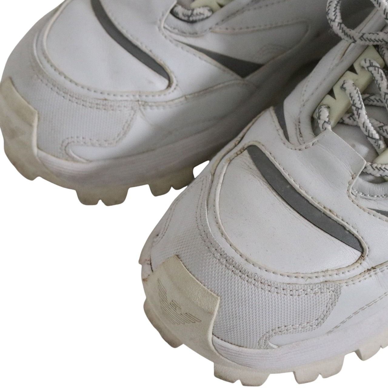 EMPORIO ARMANI Leather Chunky Sneakers White Size 26.0cm