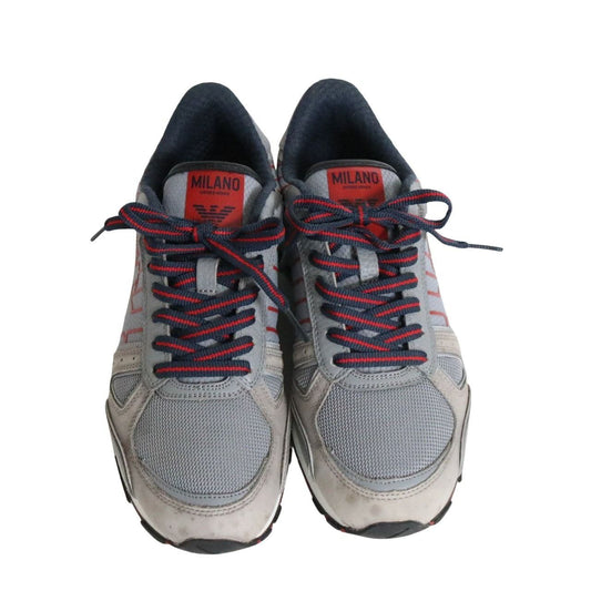 EMPORIO ARMANI Eagle Logo Suede Sneakers Gray Size 26.0cm