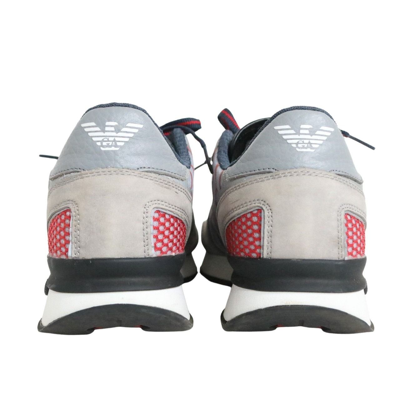 EMPORIO ARMANI Eagle Logo Suede Sneakers Gray Size 26.0cm