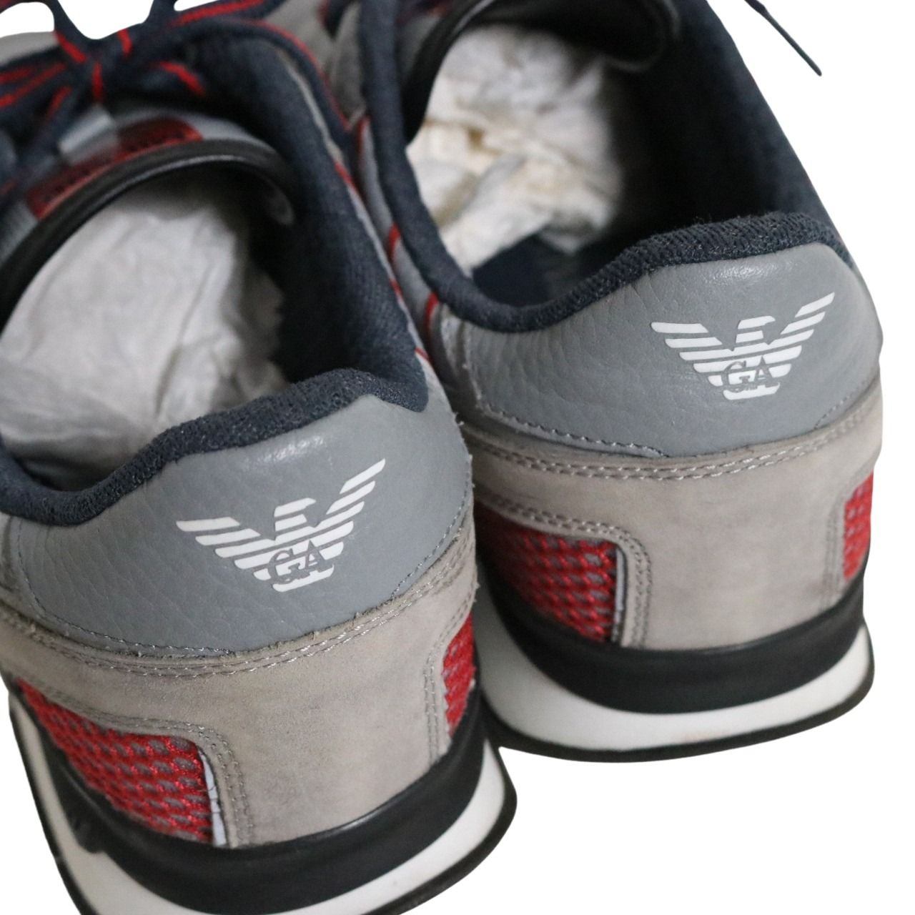 EMPORIO ARMANI Eagle Logo Suede Sneakers Gray Size 26.0cm