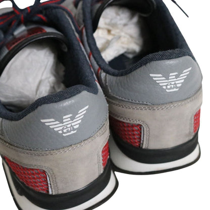 EMPORIO ARMANI Eagle Logo Suede Sneakers Gray Size 26.0cm