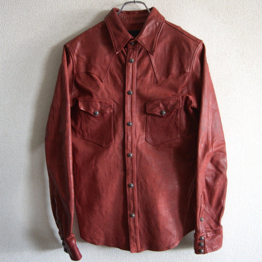 ISAMU KATAYAMA BACKLASH Italian Calf Leather Shirt Size XL
