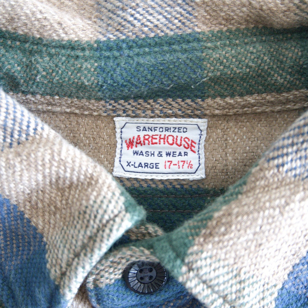 WAREHOUSE Block Check Flannel Shirt Gusseted Size XL
