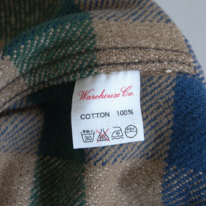 WAREHOUSE Block Check Flannel Shirt Gusseted Size XL