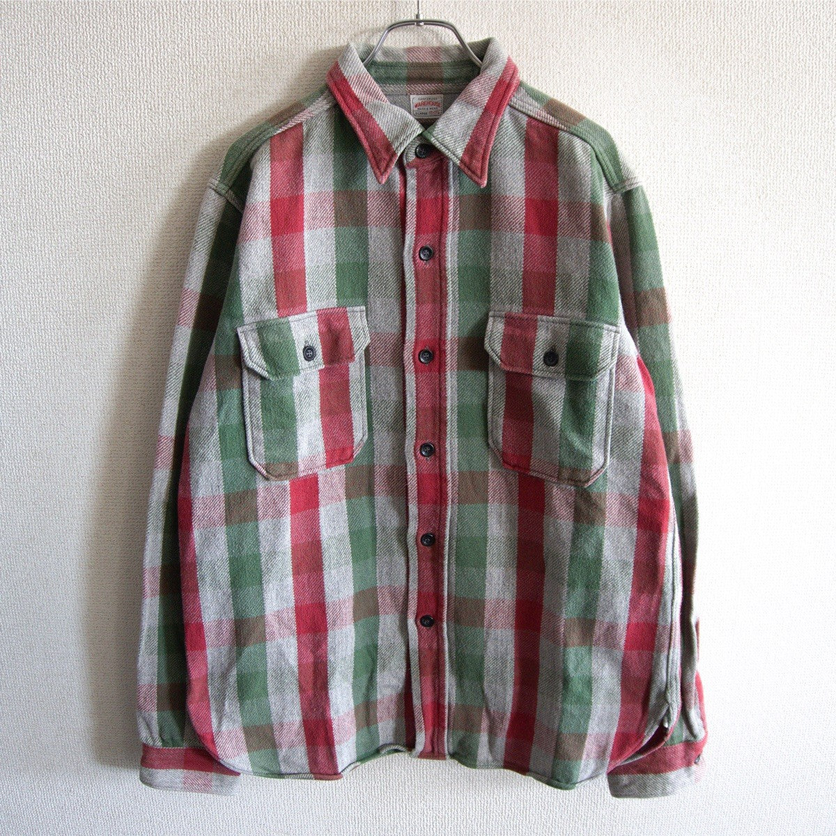 WAREHOUSE Block Check Flannel Shirt Gusseted Size XL