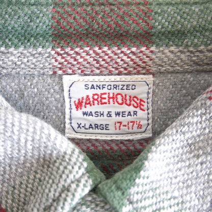 WAREHOUSE Block Check Flannel Shirt Gusseted Size XL