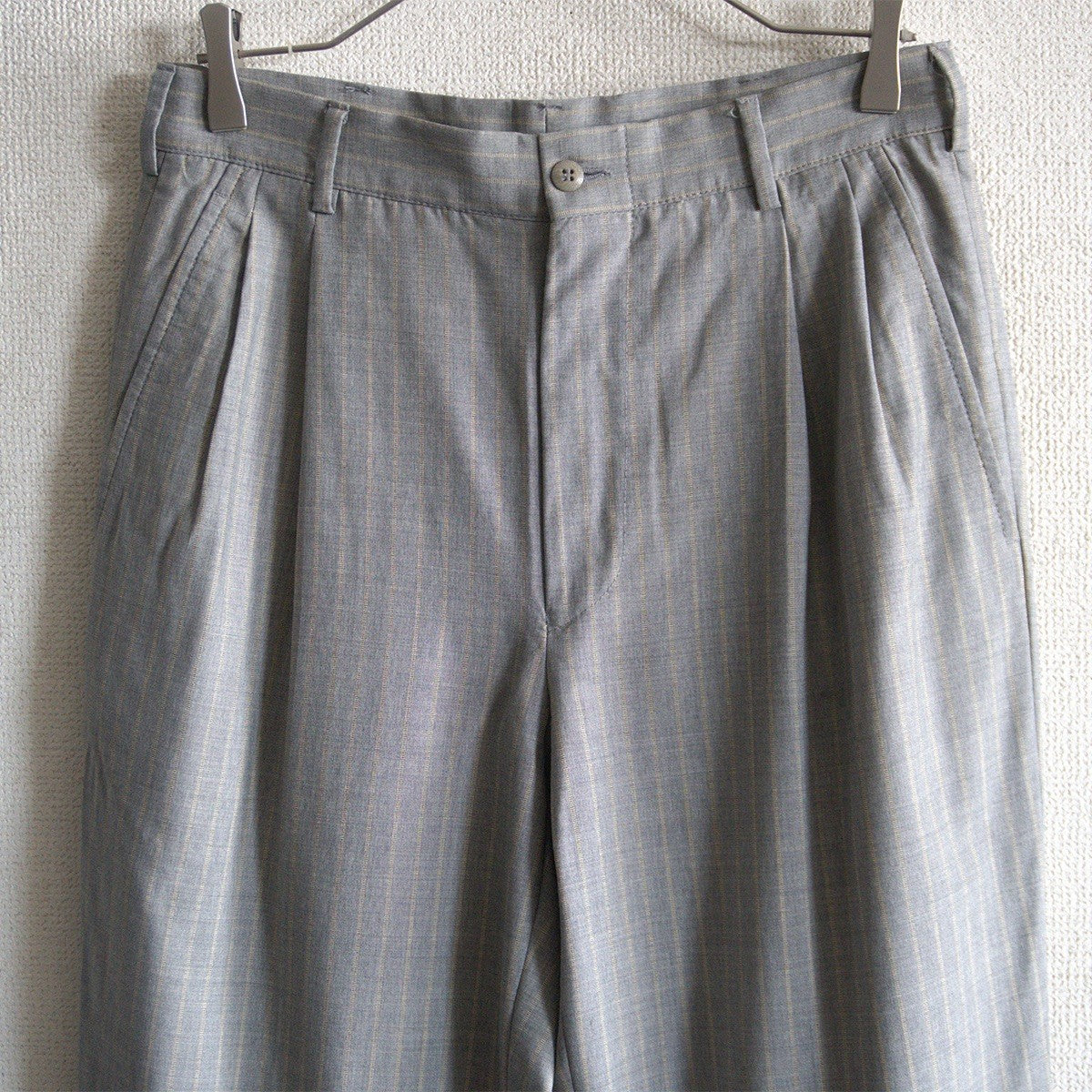 GIANNI VERSACE 90s Gray Striped Wide Slacks Pants Size 46