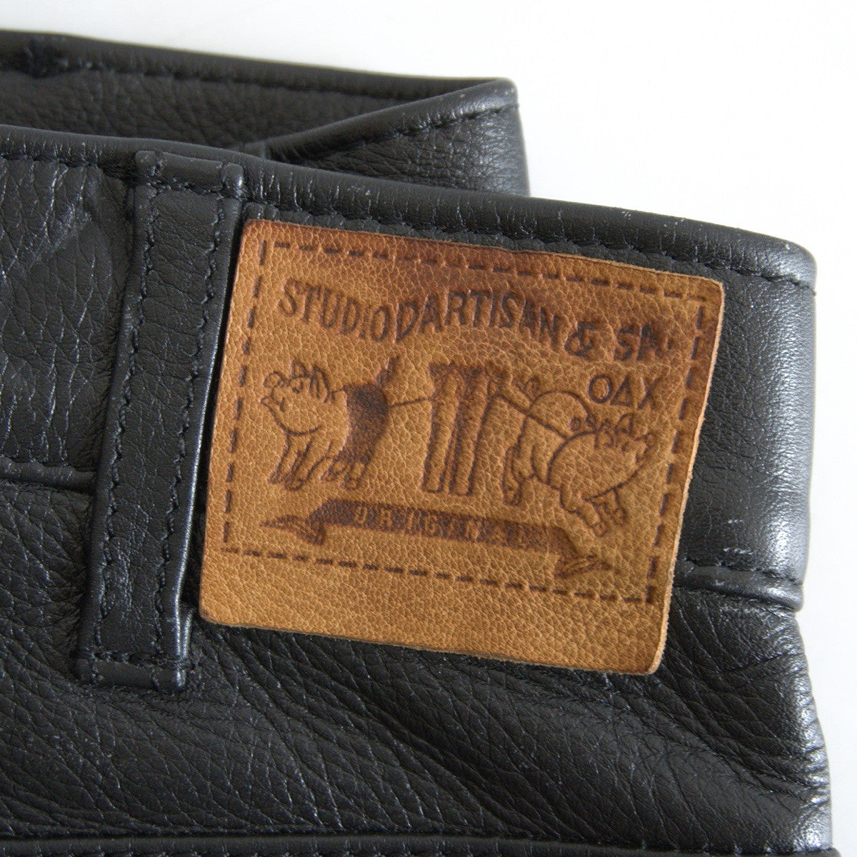 STUDIO D'ARTISAN Leather Pants Black Size 40
