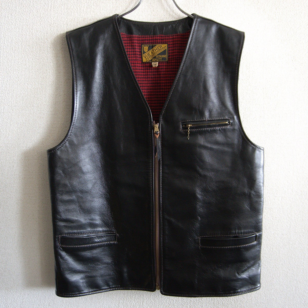 Y'2 LEATHER Horsehide Black Leather Vest Size 44