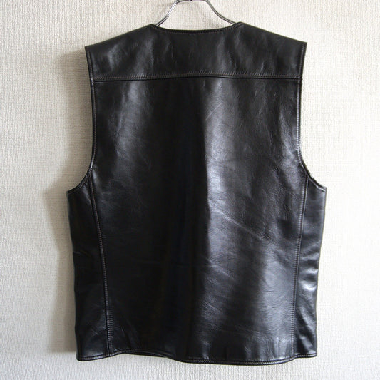Y'2 LEATHER Horsehide Black Leather Vest Size 44