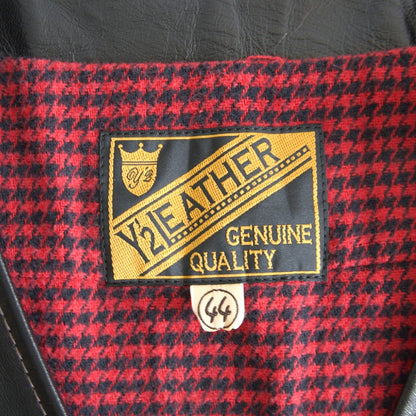 Y'2 LEATHER Horsehide Black Leather Vest Size 44