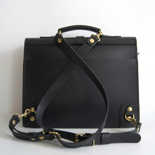 HERZ 1-Belt 3-Way Leather Business Bag Black Size ONE SIZE