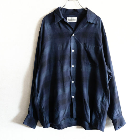 WACKO MARIA Ombre Check Rayon Open Collar Shirt Size L
