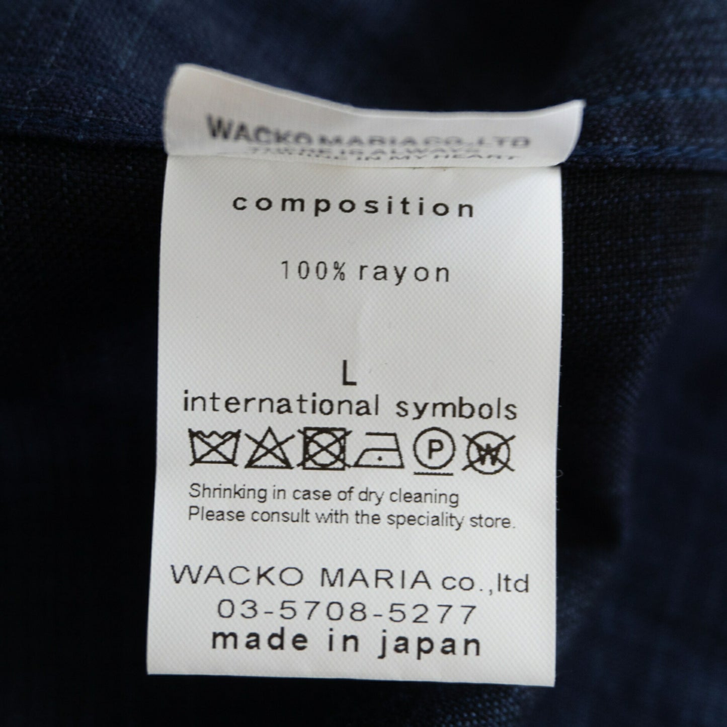 WACKO MARIA Ombre Check Rayon Open Collar Shirt Size L