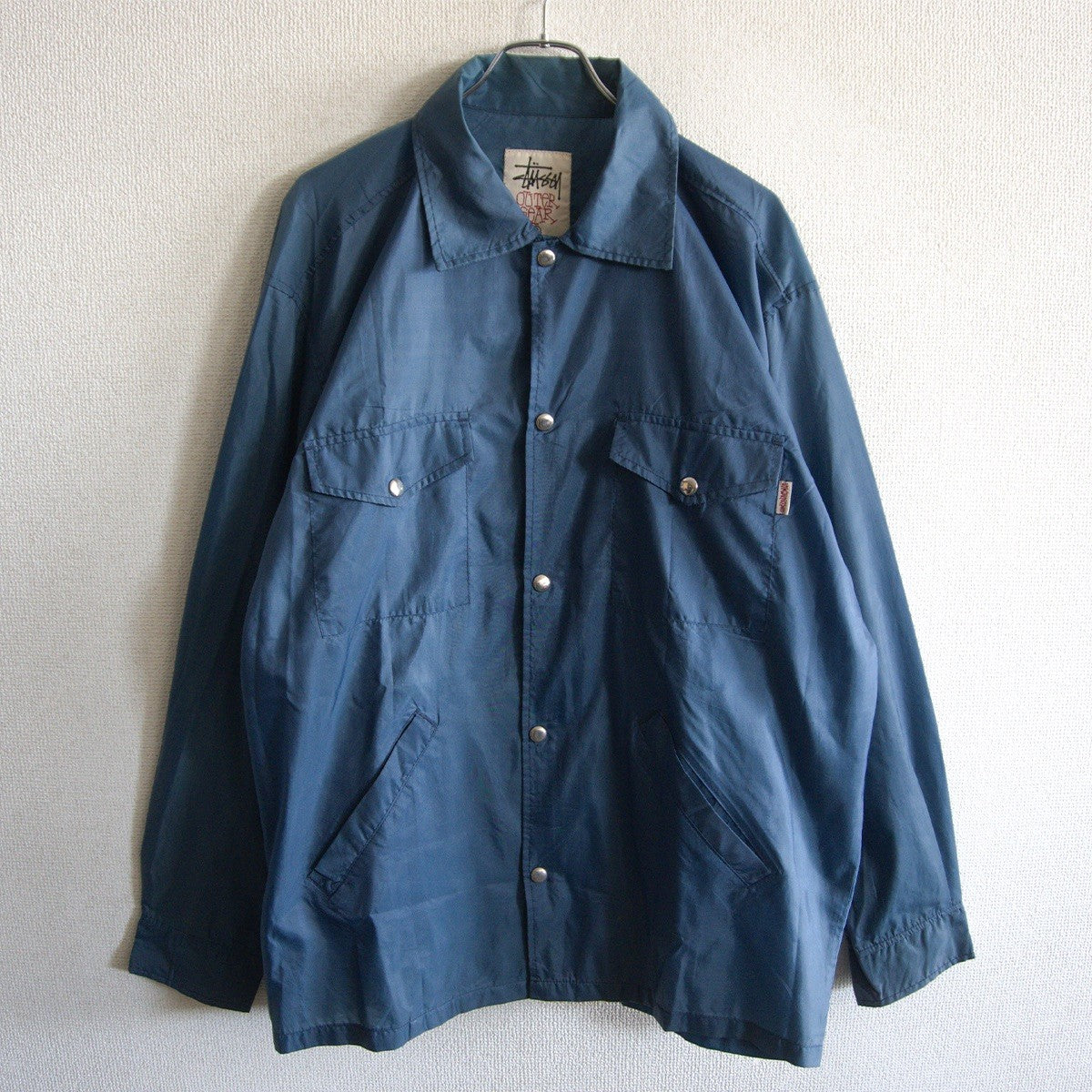OLD STUSSY 90s USA Nylon Snap Button Jacket Size L