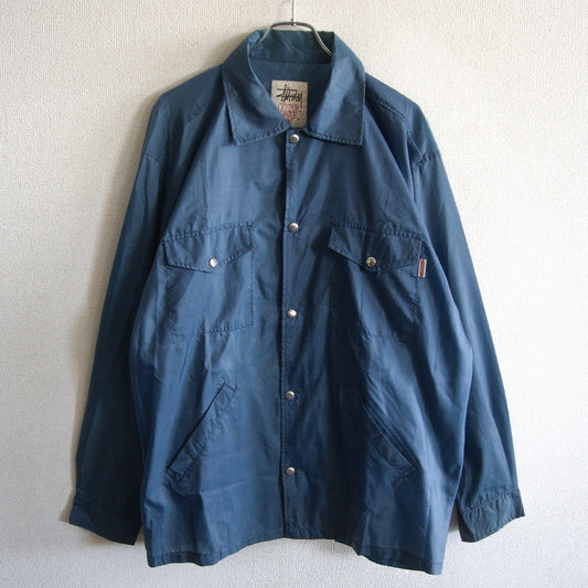 OLD STUSSY 90s USA Nylon Snap Button Jacket Size L