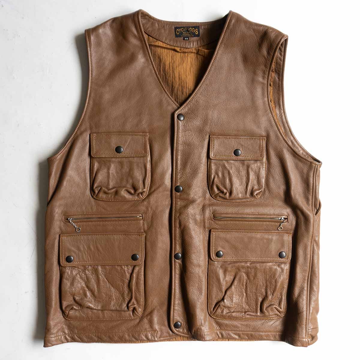 FORT MORGAN VEST Brown Steerhide Leather Vest Size 44