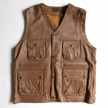 FORT MORGAN VEST Brown Steerhide Leather Vest Size 44